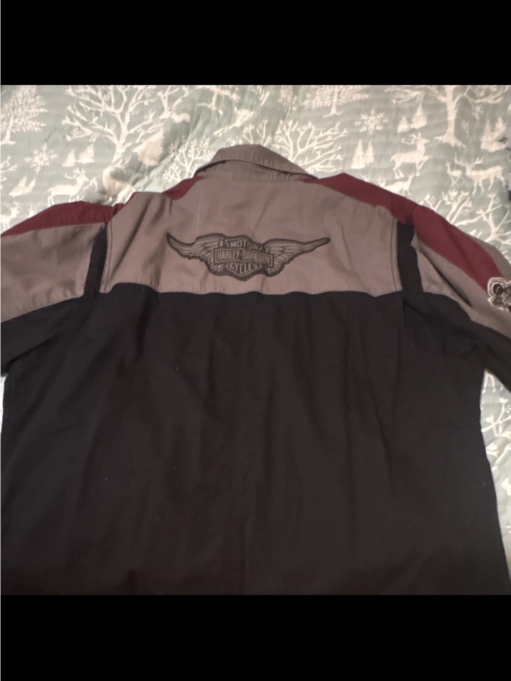 Harley-Davidson Men's Black & Gray Riding Jacket with Burgundy Accents